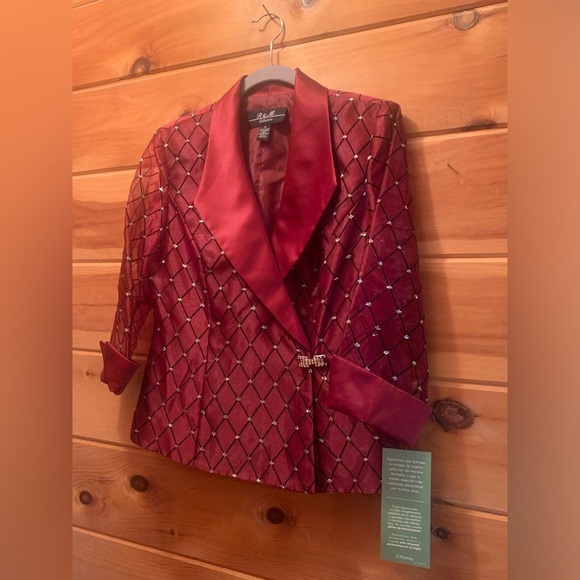 R & M Richards Jackets & Blazers - R & M Collection | Jacket Bling Burgundy Sequence 3/4 Sleeve size 10.